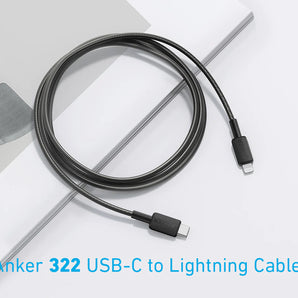 كابل Anker 322 USB-C إلى Lightning مضفر (0.9 م/3 قدم) - أسود