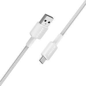 كابل Anker 322 USB-A إلى USB-C مضفر (0.9 متر/3 قدم) - أبيض