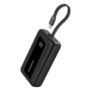 Anker Zolo Power Bank, 20K, 30W, Built-In USB-C Cable - Black