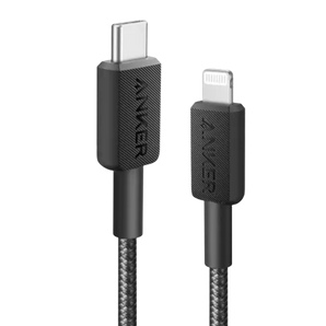 كابل Anker 322 USB-C إلى Lightning مضفر (1.8 متر/6 قدم) - أسود